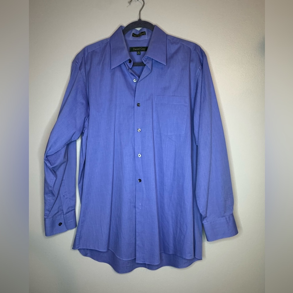 Daniel Gray 100% Cotton Dress Shirt Men's 16 32/33 Blue ButtonDown Made in Korea